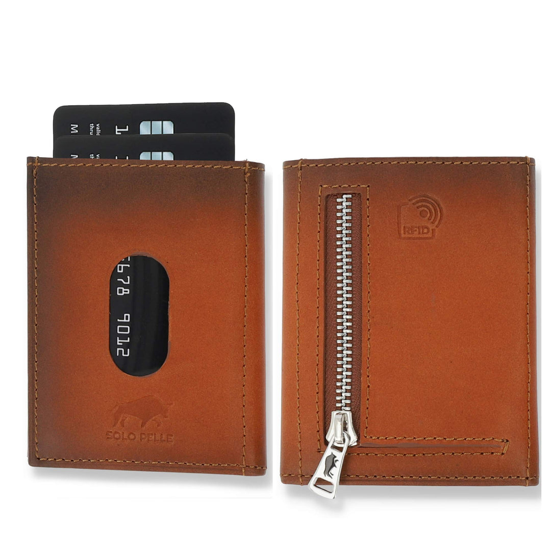 NEU: SOLO PELLE® Slim Wallet mit Münzfach [12 Karten] Slimwallet Riga [RFID-Schutz] Kartenetui mit M