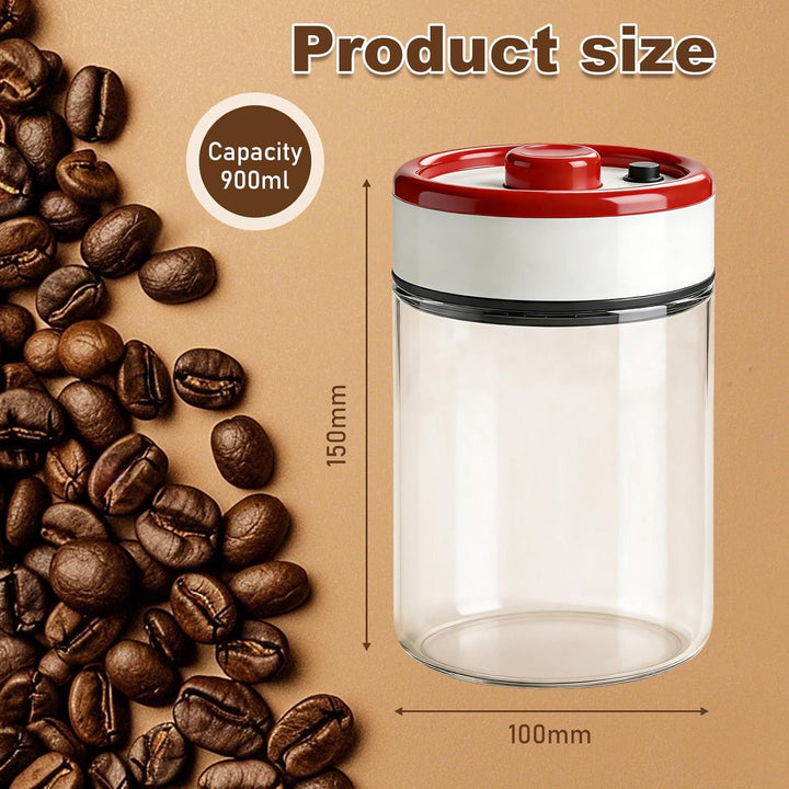 Kaffeedose Luftdicht, 2 Stück Kaffeedose mit Vakuumdeckel, 1.8L Vakuum-Kaffeedosen aus Glas, Kaffeeb