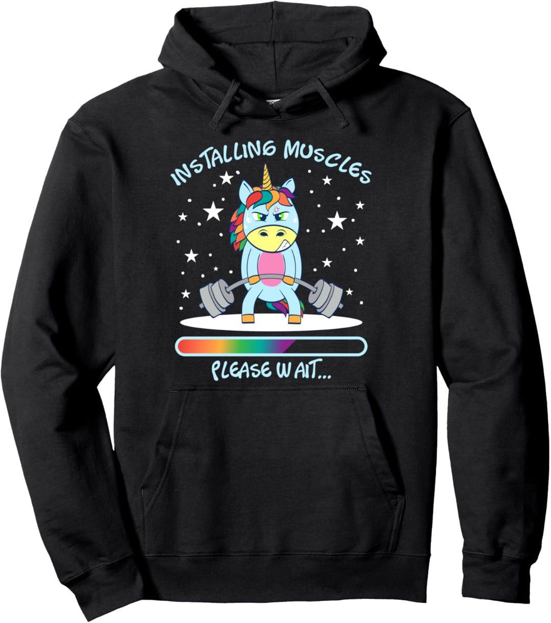 Turnhalle Einhorn Training Muskelaufbau Turnhalle Pferd Pullover Hoodie