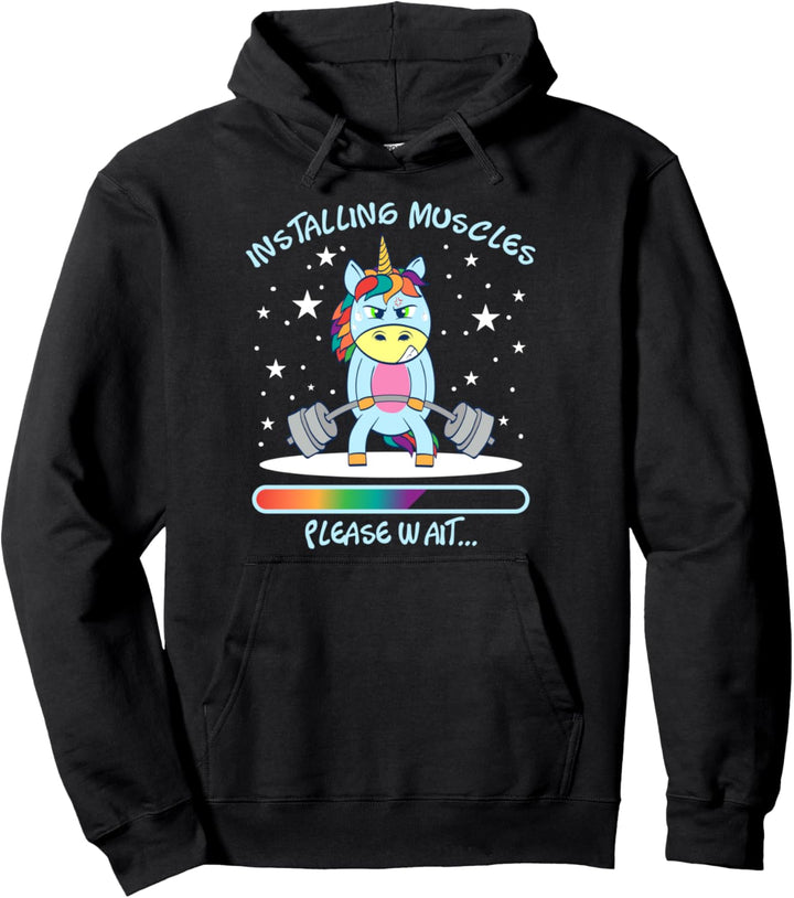 Turnhalle Einhorn Training Muskelaufbau Turnhalle Pferd Pullover Hoodie