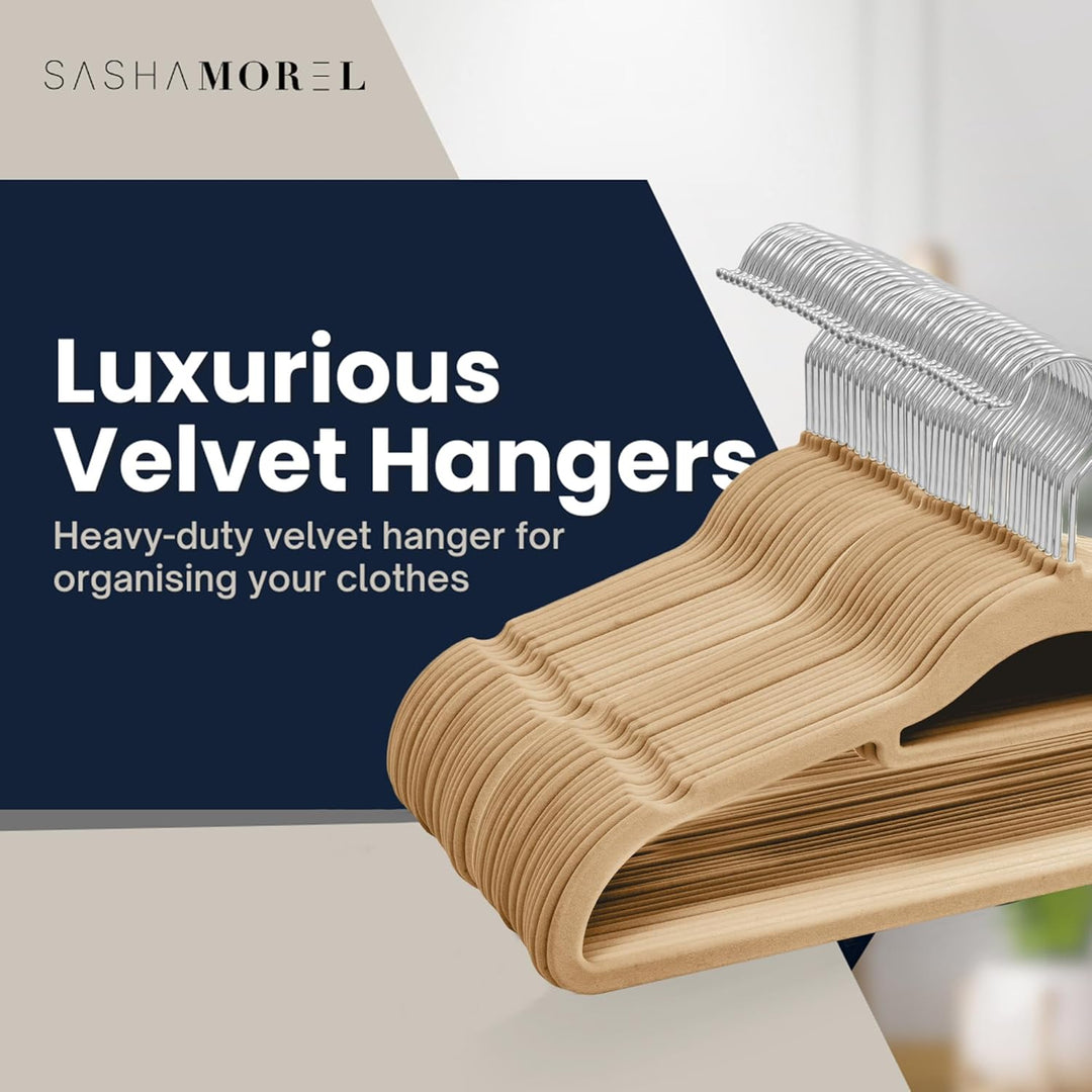 Sasha Morel Samt-Kleiderbügel, rutschfeste Samt-Kleiderbügel für Kleidung, platzsparende Kleiderbüge