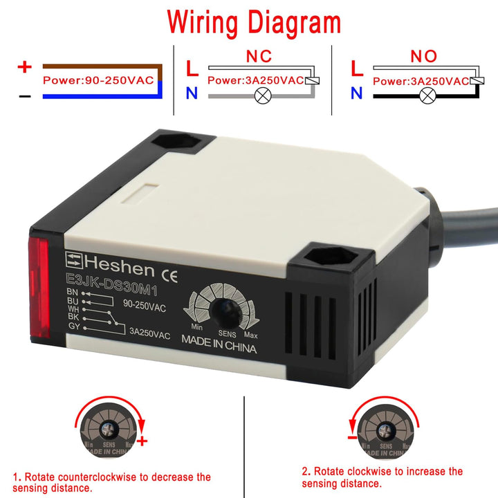 Heschen Photoelektrischer Schalter, E3JK-DS30M1 AC90-250V, normalerweise offen (NO), Diffusortyp, Er