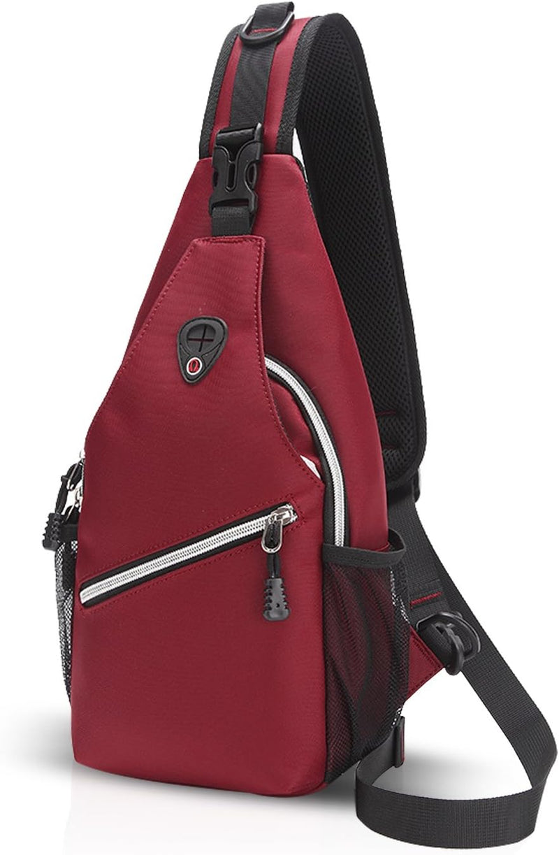 FANDARE Sling Bag Umhängetasche Messenger Bag Hiking Bag Crossbody Bag Rucksack Polyester Rot, Rot