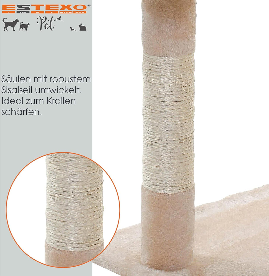 ESTEXO Katzenkratzbaum Kratzbaum Katzenbaum 112 cm Spielbaum XL Kletterbaum für Katzen Kratzmöbel Sp