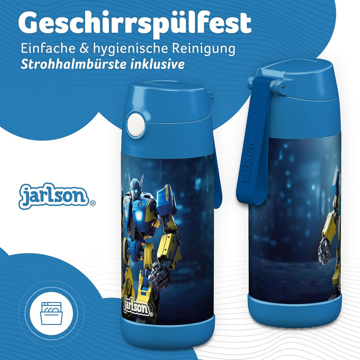Jarlson® Trinkflasche Kinder Edelstahl Charli [MIT STROHHALM] - Thermosflasche Auslaufsicher - Therm
