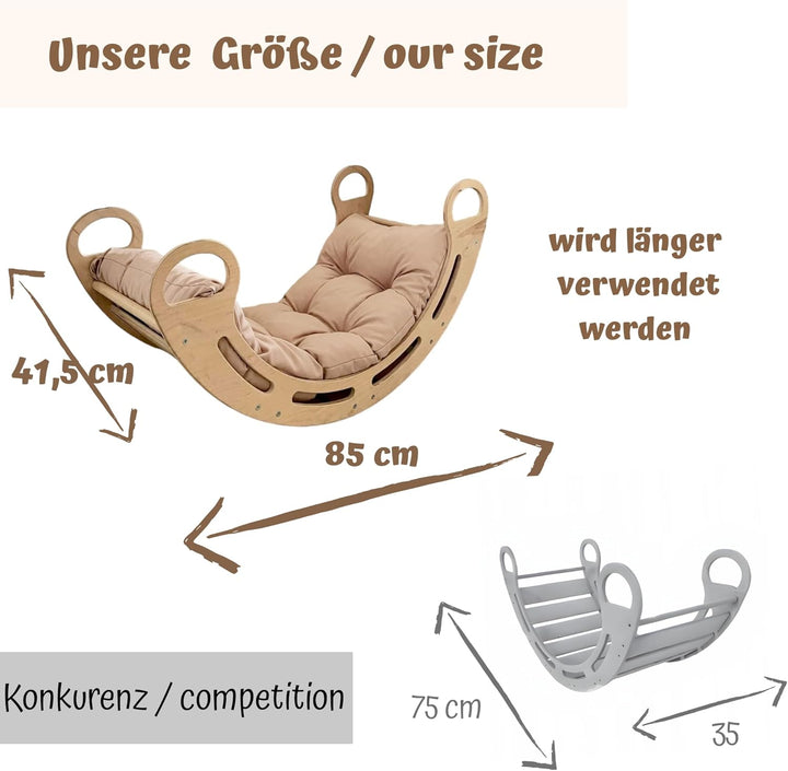 Klettergerüst Indoor für Kinder 85x41x39cm - Kletterbogen mit Kissen - Kletterdreieck mit Rutsche -