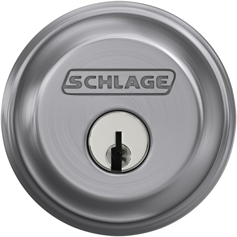 SCHLAGE B60N626 Deadbolt with Standard Trim Keyed 1 Side, Highest Residential Security, Satin Chrome