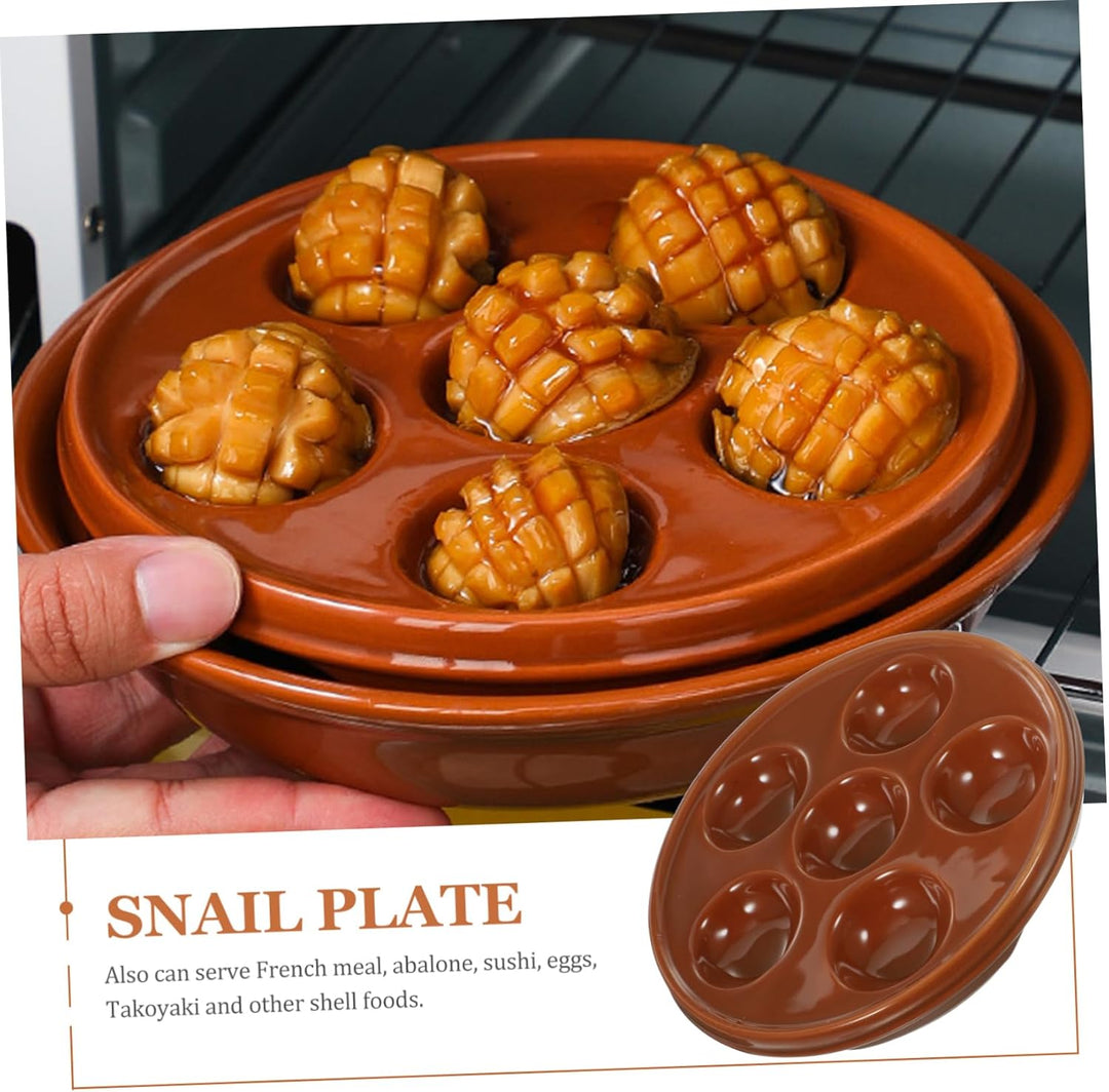 Cabilock Multitools 2 Stücke Schneckenpfanne Keramik Schneckenteller 6 L?Cher Escargot Pan Schnecken