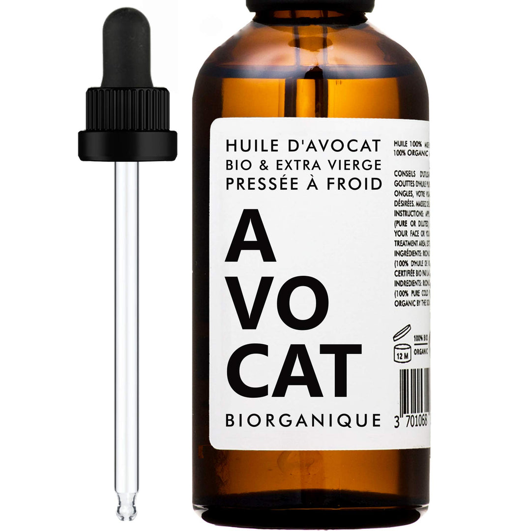 Avocadoöl Bio für Haut & Haar - 100 ml - 100% Bio, Rein, Natürlich & Kaltgepresst - in Amber Glas-Fl