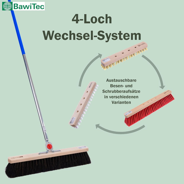 BawiTec Echt Arengabesen Breite 50cm 4-Loch Wechselsystem mit Stiel Länge 145cm nass- öl-beständig A