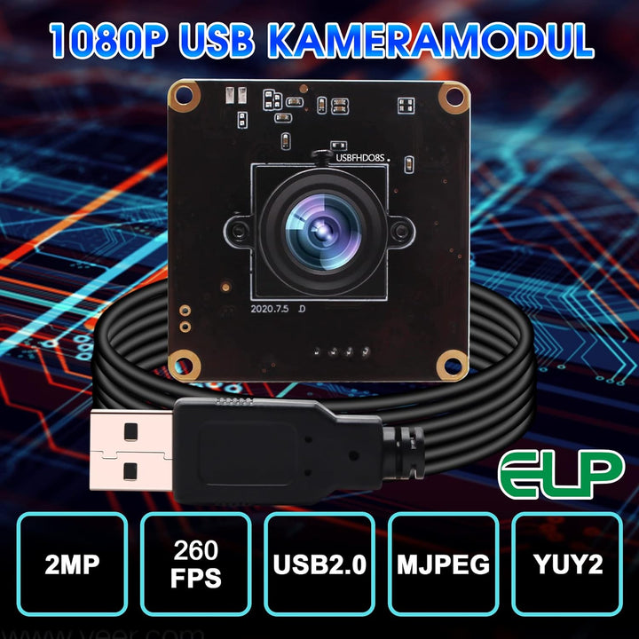 G 260fps USB Kameramodul 2mp Webcammodul Weitwinkel FHD Webkamera,1080P 60fps 3,6mm Objektiv USB mit