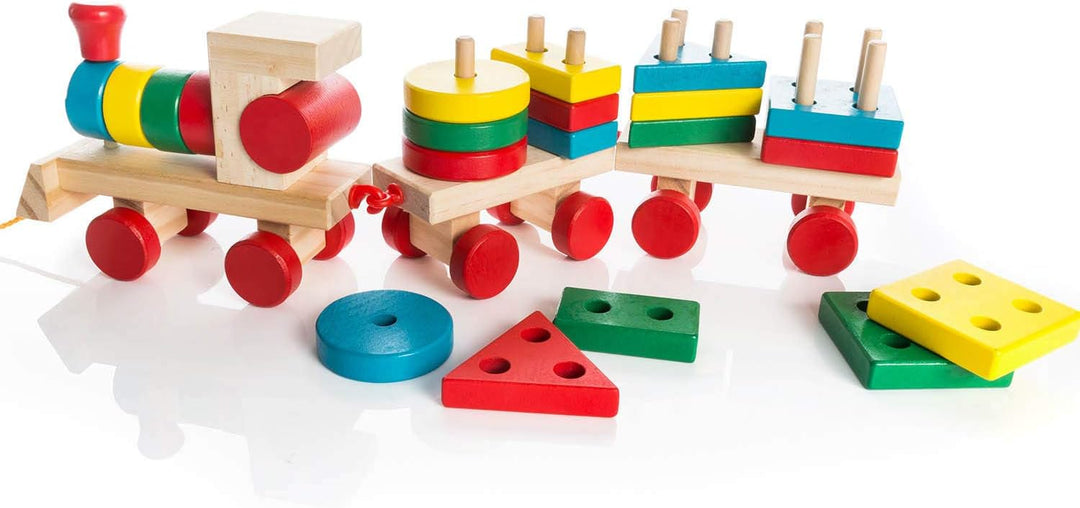 all Kids United® Holz-Eisenbahn Spielzeug-Eisenbahn aus Holz; Kinderspielzeug Sortierwürfel Holz-Zug