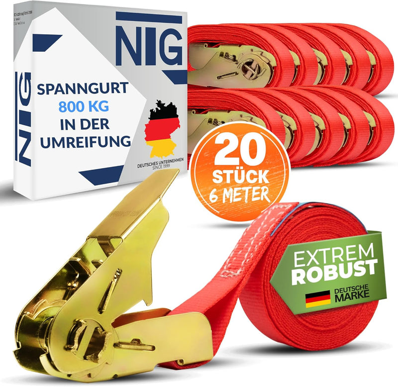 NTG 4-20 Stück | 800kg | 4m und 6m | Spanngurte mit Ratsche | einteilig | 1 teilig | Ratschengurte |