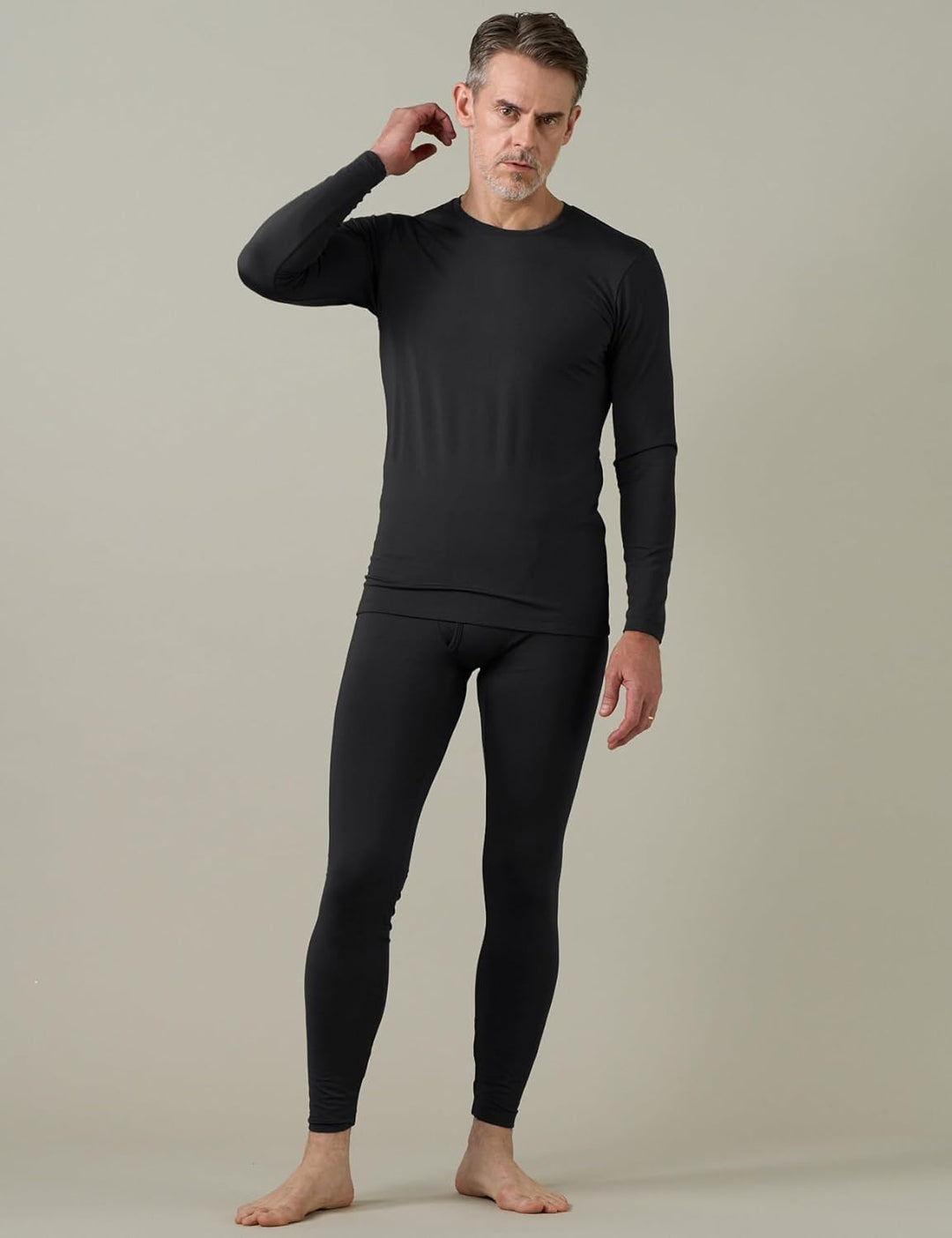 LAPASA Herren Innenfleece Thermounterwäsche Set, Thermounterhemd & Thermohosen Funktionsunterwäsche