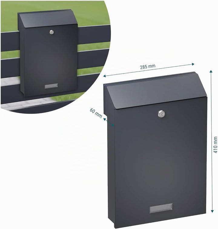 Sillar Zaunbriefkasten Durchwurfbriefkasten – Einwurf Vorne Entnahme Hinten – Wetterfester Briefkast