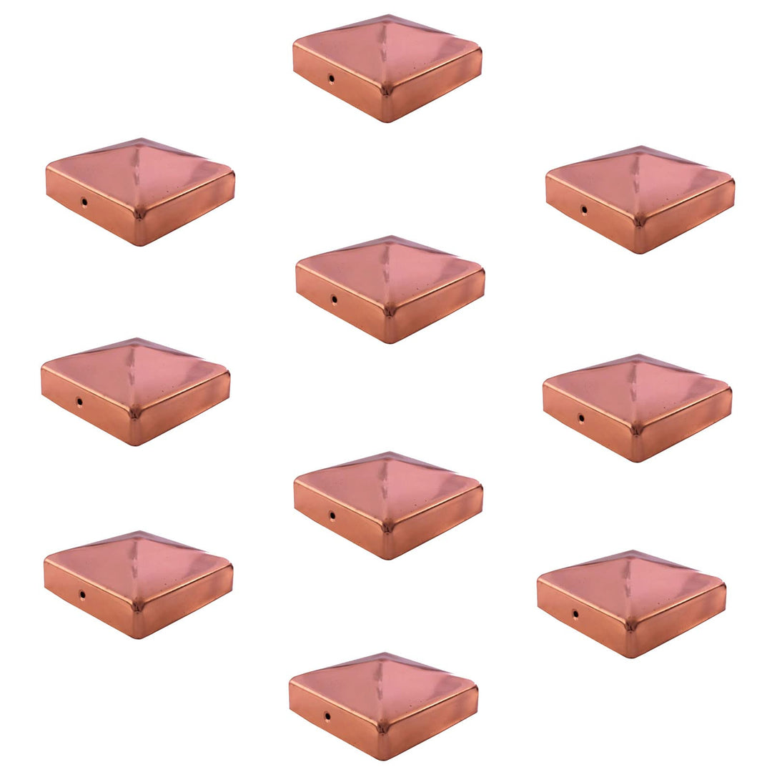 Baumarktplus 10x Pfostenkappe Kupfer Abdeckkappe für Pfosten Pyramide 101 mm 10x10 cm