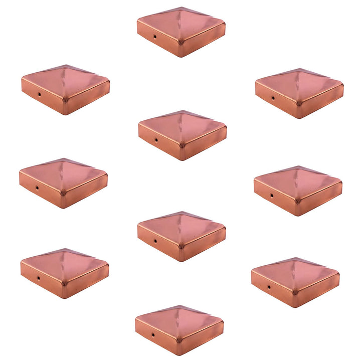 Baumarktplus 10x Pfostenkappe Kupfer Abdeckkappe für Pfosten Pyramide 101 mm 10x10 cm