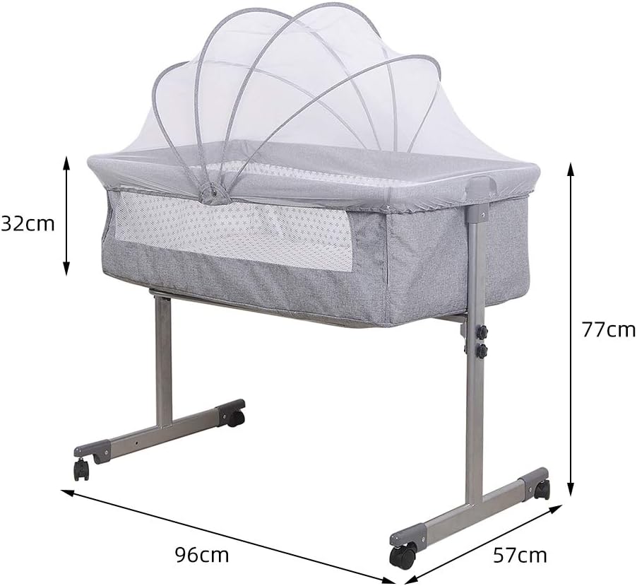 homewell Babybett Beistellbett, Wiege mit Moskitonetz, Faltbares, Bequeme Matratze, Seiten aus Netz,
