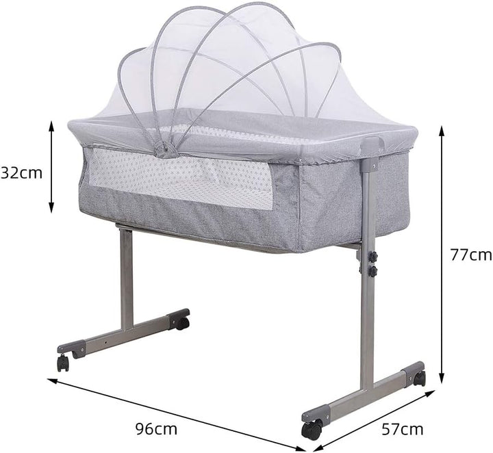 homewell Babybett Beistellbett, Wiege mit Moskitonetz, Faltbares, Bequeme Matratze, Seiten aus Netz,