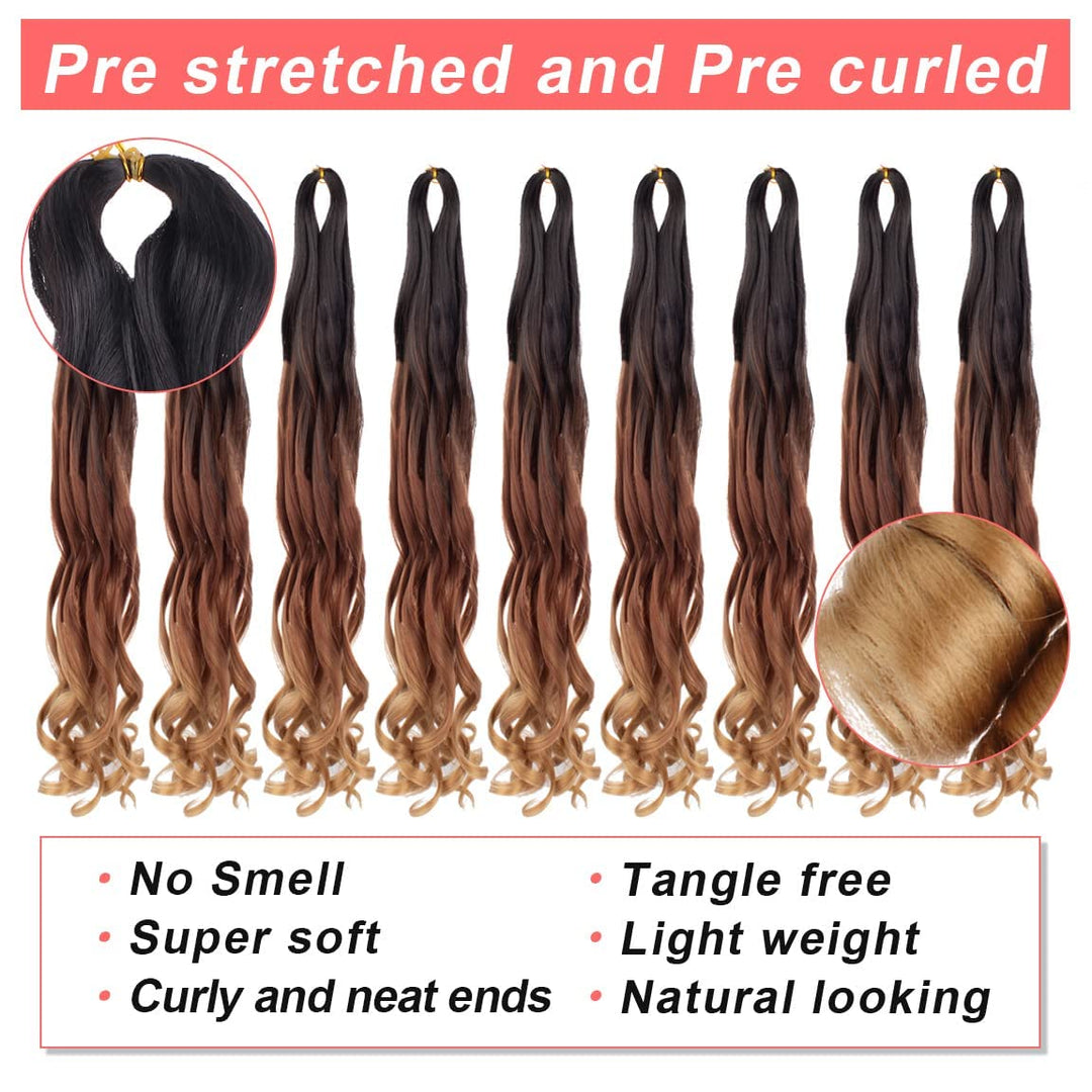 Xtrend 8 Packs French Curls Braiding Hair 22 Inch Pre Stretched Loose Wave Bouncy Braiding Hair Curl