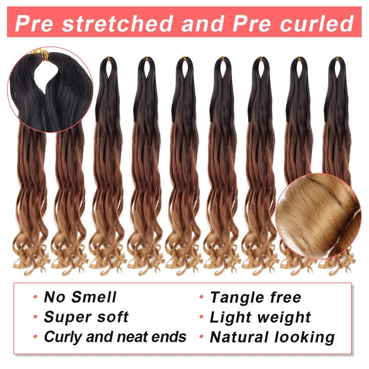 Xtrend 8 Packs French Curls Braiding Hair 18 Inch Pre Stretched Loose Wave Bouncy Braiding Hair Curl