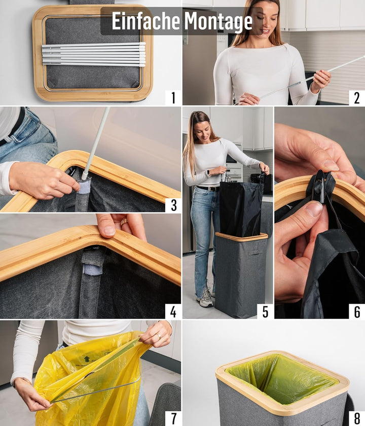 Deco haus® Gelber Sack Ständer 90L [Extra Tragetasche] - Gelber Sack Mülleimer - Stabiler Müllsackst