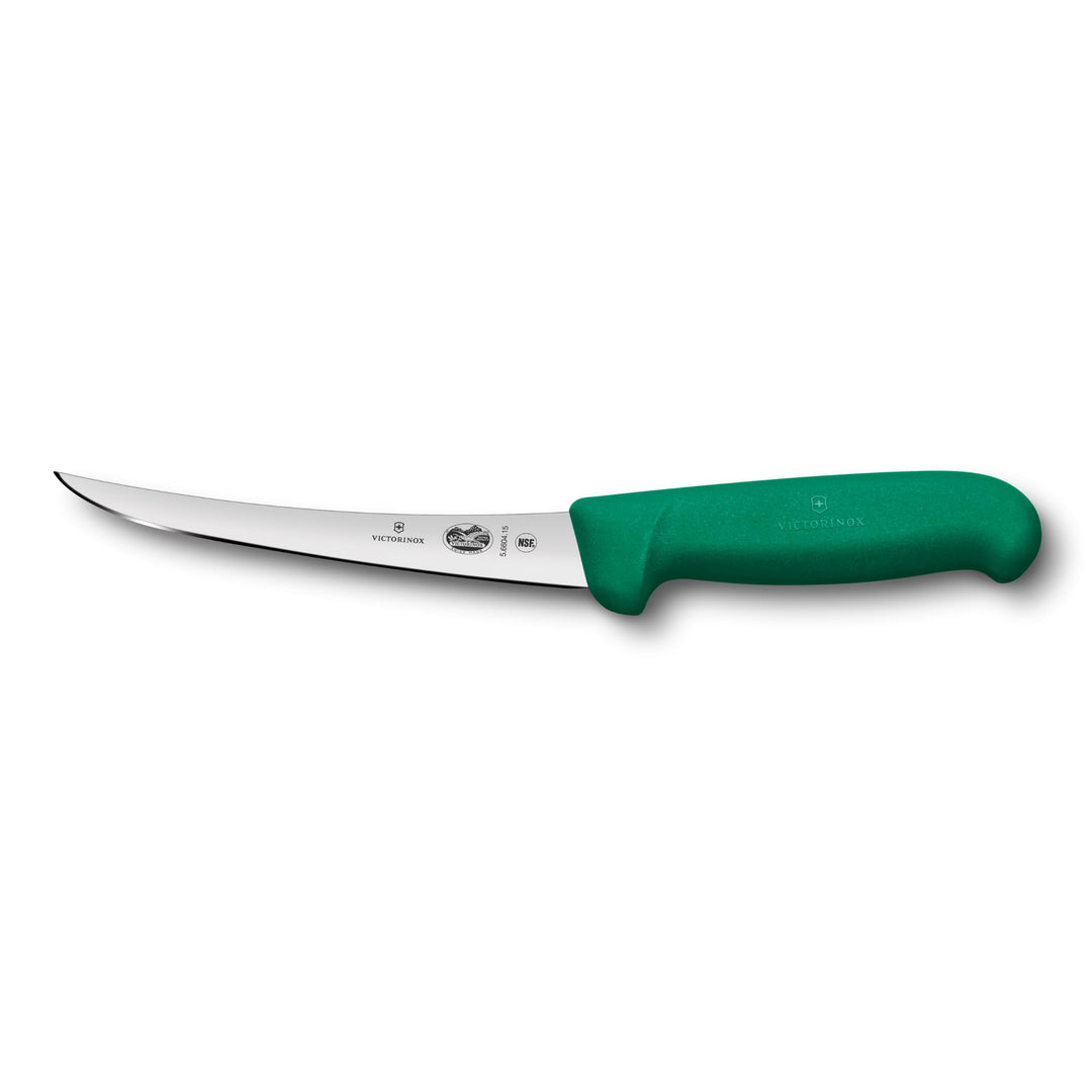 Victorinox Fibrox Ausbeinmesser, Scharfes Küchenmesser für Fleisch und Fisch, 15 cm, Gebogene Klinge