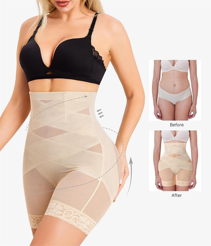Gotoly Shapewear Damen Bauchweg Unterhose Hohe Taille Miederhose Mit Bein Figurenformend Miederpant
