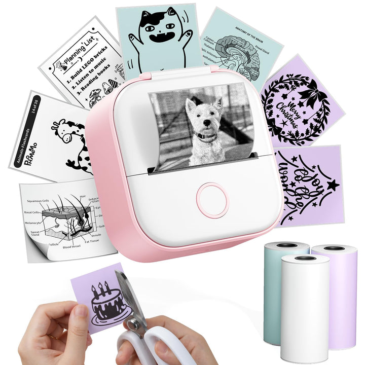 Phomemo Mini Etikettendrucker,T02 Sticker Fotodrucker für Smartphone,Handy Thermodrucker klein mit 3