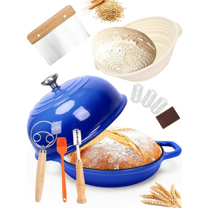 GFTIME Gusseisen Topf Brot Backen, Schmortopf Gusseisen Topf mit Deckel, Dutch Oven Brotbacktopf mit