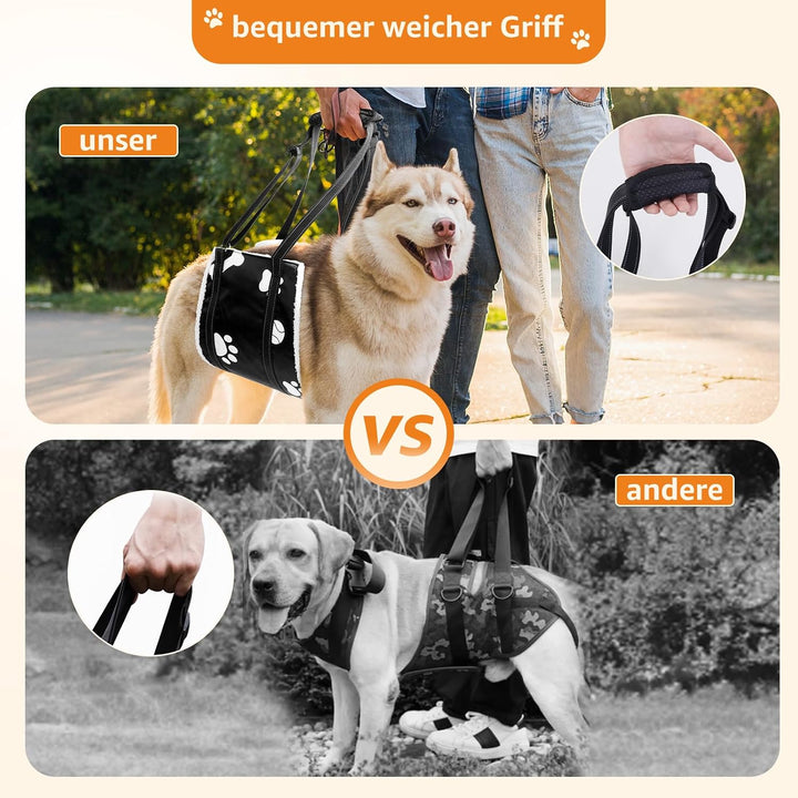 Weiche Hunde Tragehilfe - Verstellbare Gehhilfe für Hunde in verschiedenen Grössen, Sicherheitsunter
