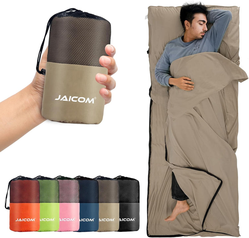 JAICOM Hüttenschlafsack, Ultraleichter Seideschlafsack für Reise, 2in1 Hüttenschlafsack, Bequemer un