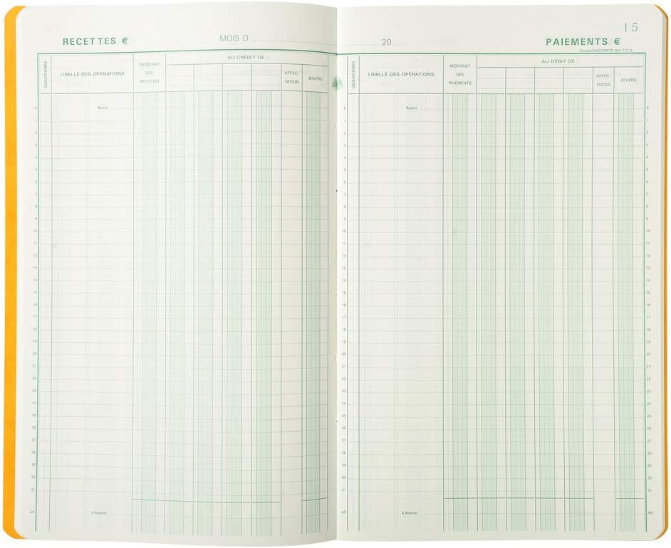 Exacompta 7500E Logbuch oder Bank Piqué Vertikal 32 x 19,5 cm folioté 80 Seiten 31 Linien 110 g/m² 5