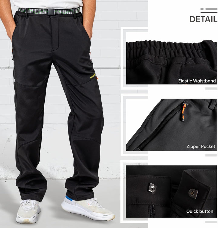 Winter Outdoorhose Herren Winddichte mit Fleece Gefütterte Schnee Ski Softshell Hose Warme Hose zum
