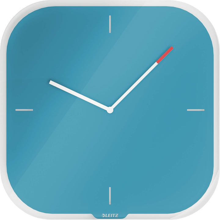 Leitz Wanduhr mit Glasoberfläche, Sanftes Blau, Cosy-Serie, 90170061, 32 x 32 x 5 cm Cosy Sanftes Bl