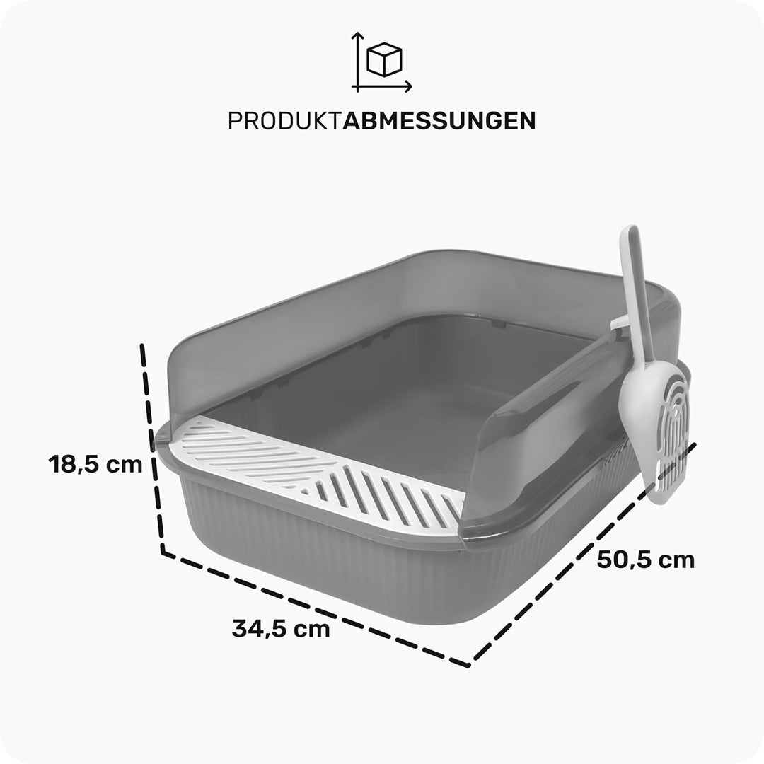 PETLIMA® | Offenes Katzenklo 50,5x34,5x18,5cm - Hoher Rand, frische Luft, Artgerecht, Katzentoilette