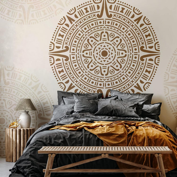 Wiederverwendbare Wandschablone aus Kunststoff // MANDALA AZTECA // Muster Schablone Vorlage (Durchm