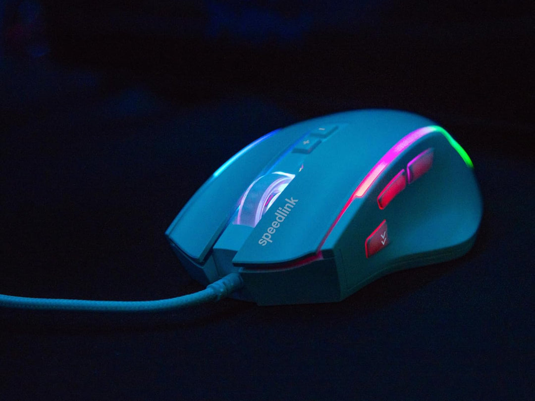 Speedlink DECUS NX - RGB Gaming Maus mit Kabel, bis 12800dpi, Programmierbar, Dauerfeuer Taste, USB