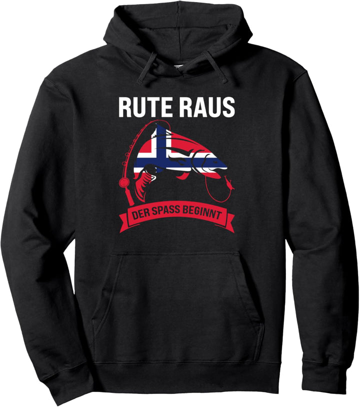 rute raus der spass beginnt Norwegisch Angeln Norwegen Pullover Hoodie