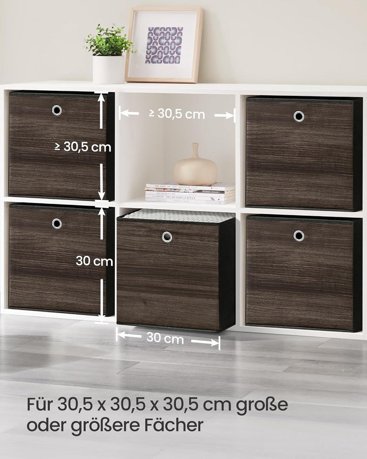 SONGMICS Aufbewahrungsbox, 6er Set, Ordnungsboxen, Vliesstoff, Faltbox, 30 x 30 x 30 cm, Stoffbox, f