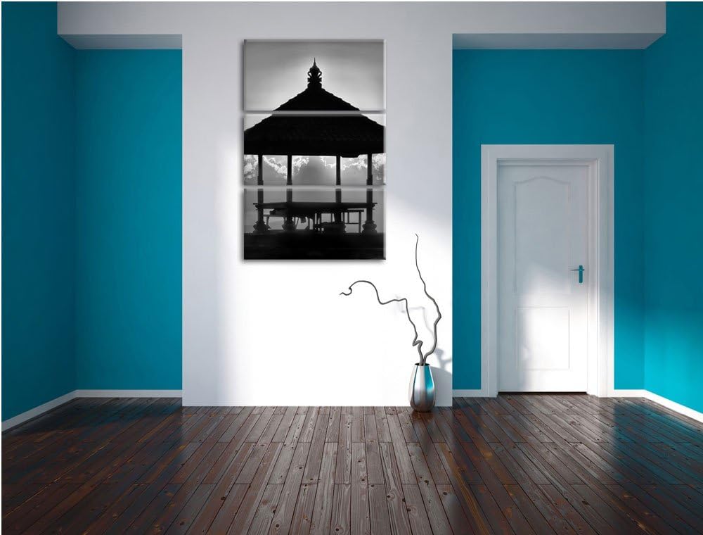 Pixxprint Pagode in Bali im Sonnenuntergang als Leinwandbild/Grösse: 3 Teilig (120x80) cm/Wandbild/K