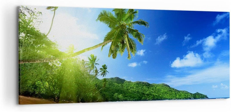 Wandbilder Dekoration Wohnzimmer Baum Dschungel Welle Landschaft Panorama Bilder auf Leinwand 120x50