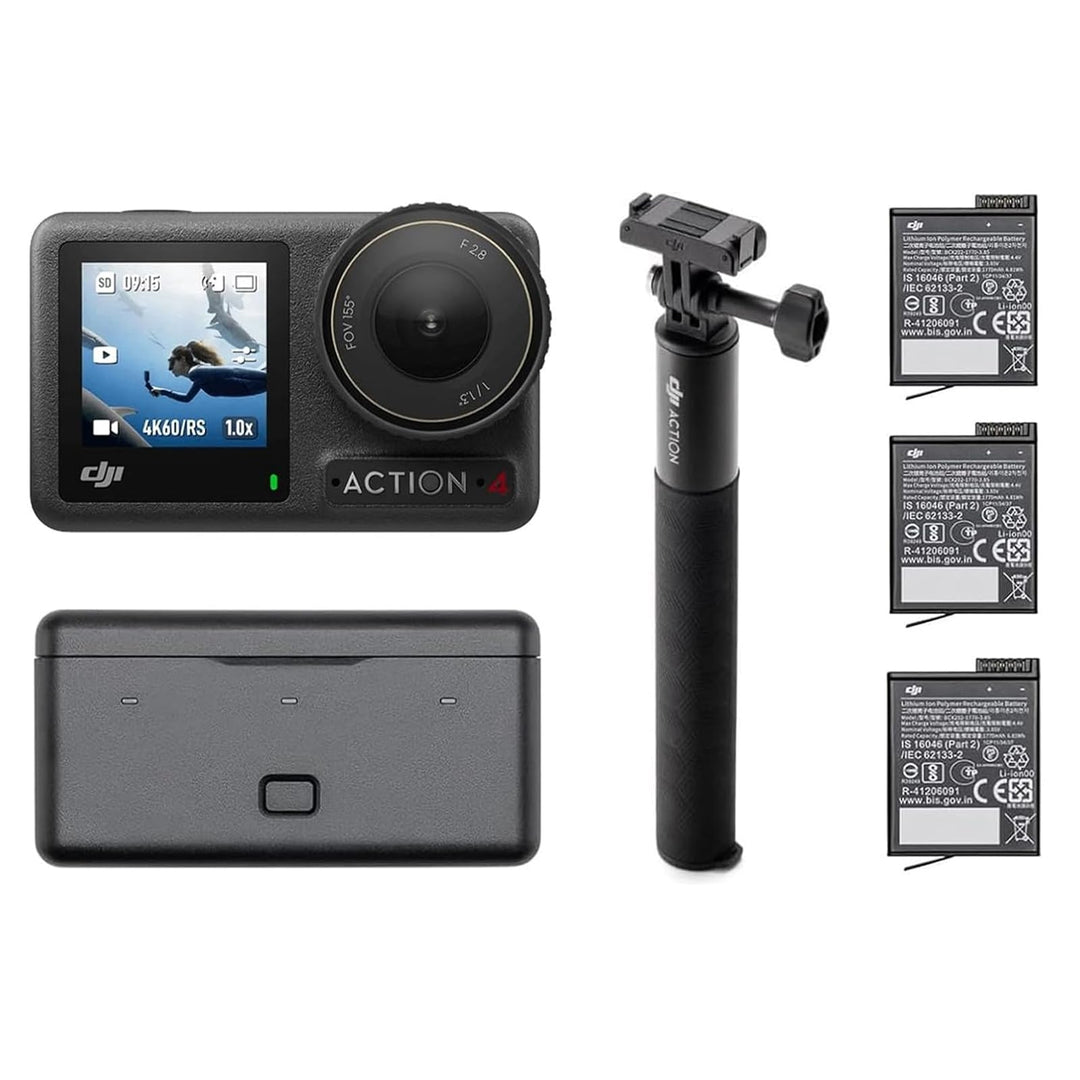 DJI Osmo Action 4 Adventure-Combo– 4K/120fps wasserdichte Kamera, 1/1,3-Zoll-Sensor, 10-Bit und D-Lo