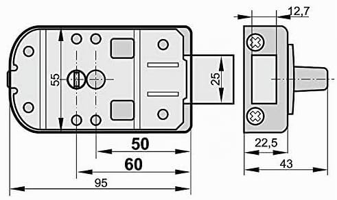Kastenschloss Zusatzschloss Türzusatzschloss 50/60 Aussenzylinder Türschloss Weiss Weiss 50/60 Vs.,