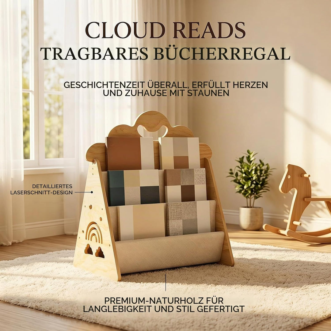 Montessori Bücherregal Kinder, Kinder Bücherregal Holz, Kinderbücherregal, Doppelseitiges Holzregal