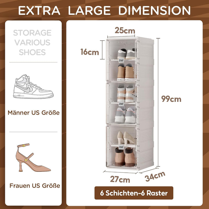 Mayi Box Transparente schuhregal,schuhboxen stapelbar weiss, mit magnetischer Tür, für Stöckelschuhe