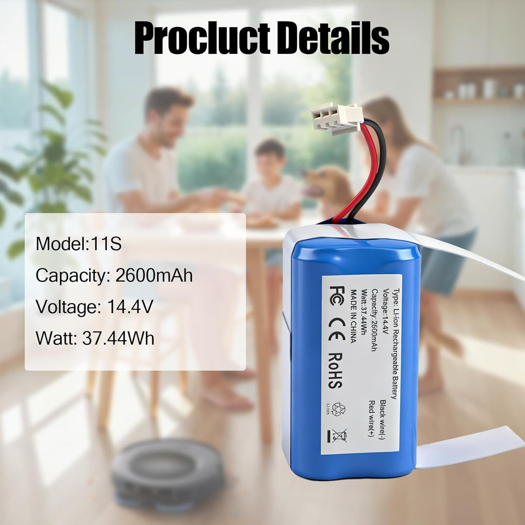 2600mAh 14.4V Ersatzakku für Eufy RoboVac G10 G20 G30 G35 G40 Hybrid, für RoboVac 11 11S 11S MAX 12