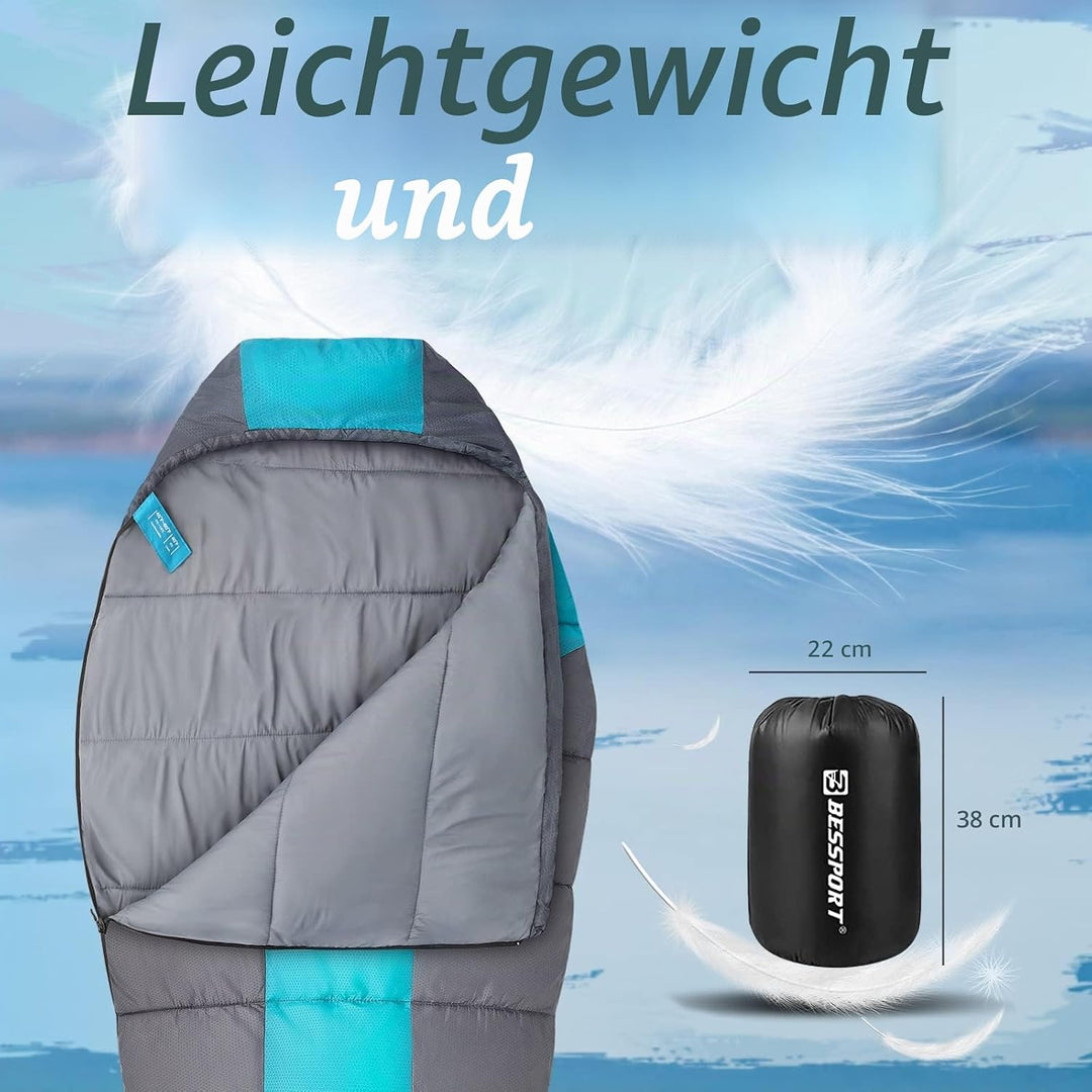 Bessport Schlafsack Outdoor Mumienschlafsack 3 Saison Klein und Ultraleicht Erwachsene Schlafsack Wa