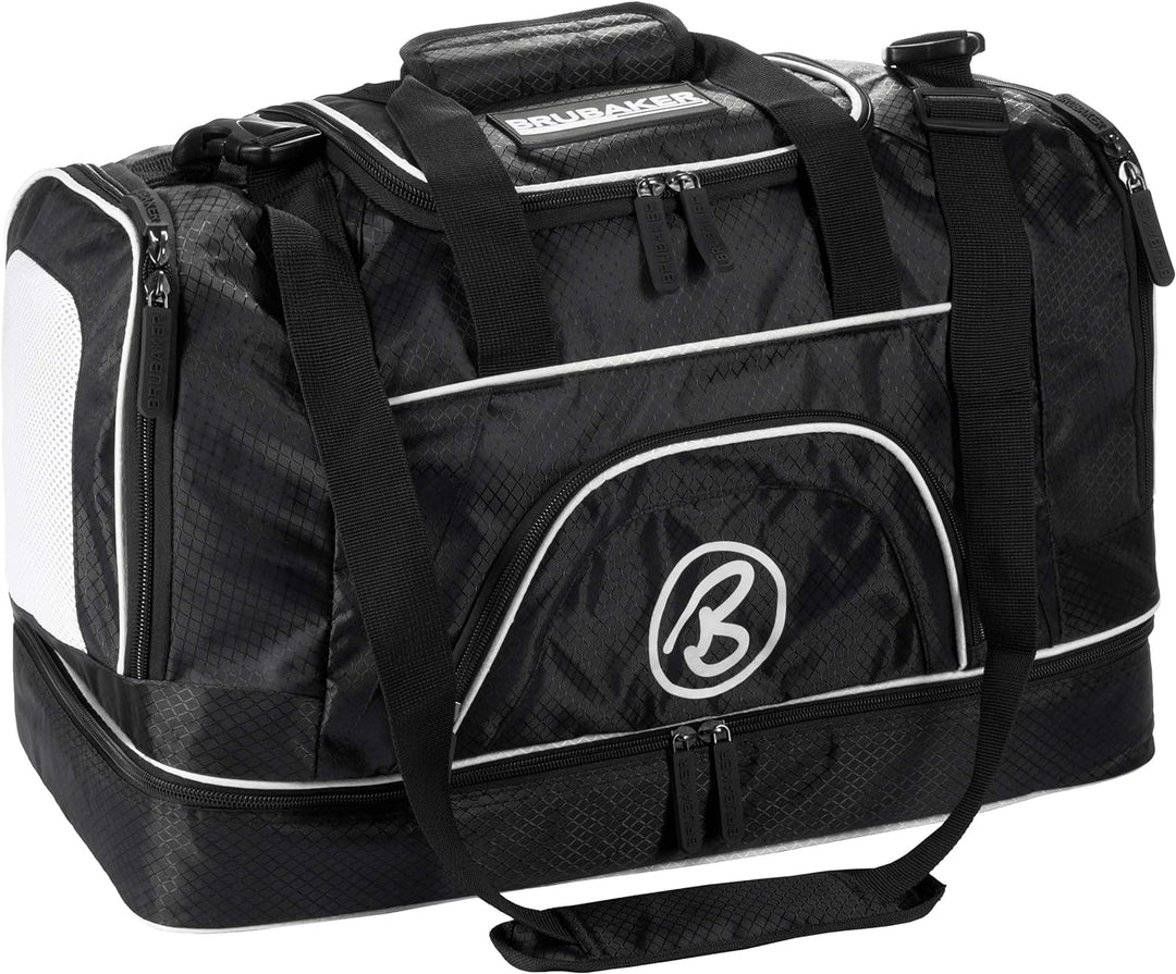 BRUBAKER 'Medium Base' Sporttasche 52 L mit grossem Nassfach als Bodenfach + Schuhfach - Schwarz Sch