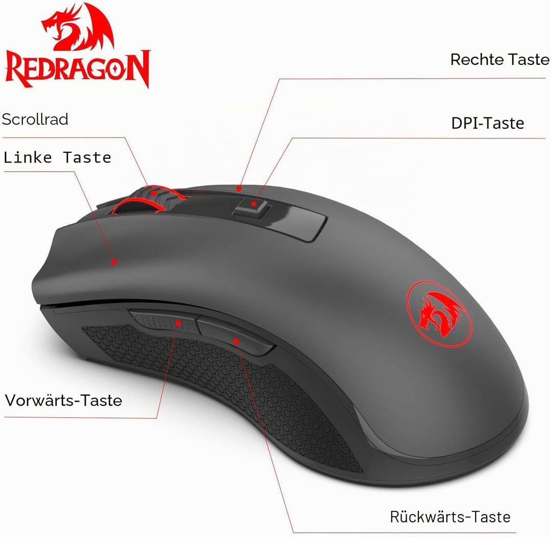 Redragon M652 Optische 2.4G Wireless Maus mit USB-Empfänger, tragbare Gaming & Office Mäuse, 5 einst